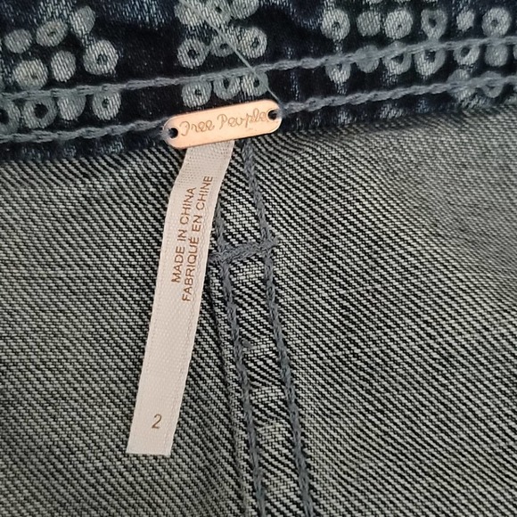 FREE PEOPLE Boho Button Fly Denim Skirt Size 2 - Picture 7 of 8